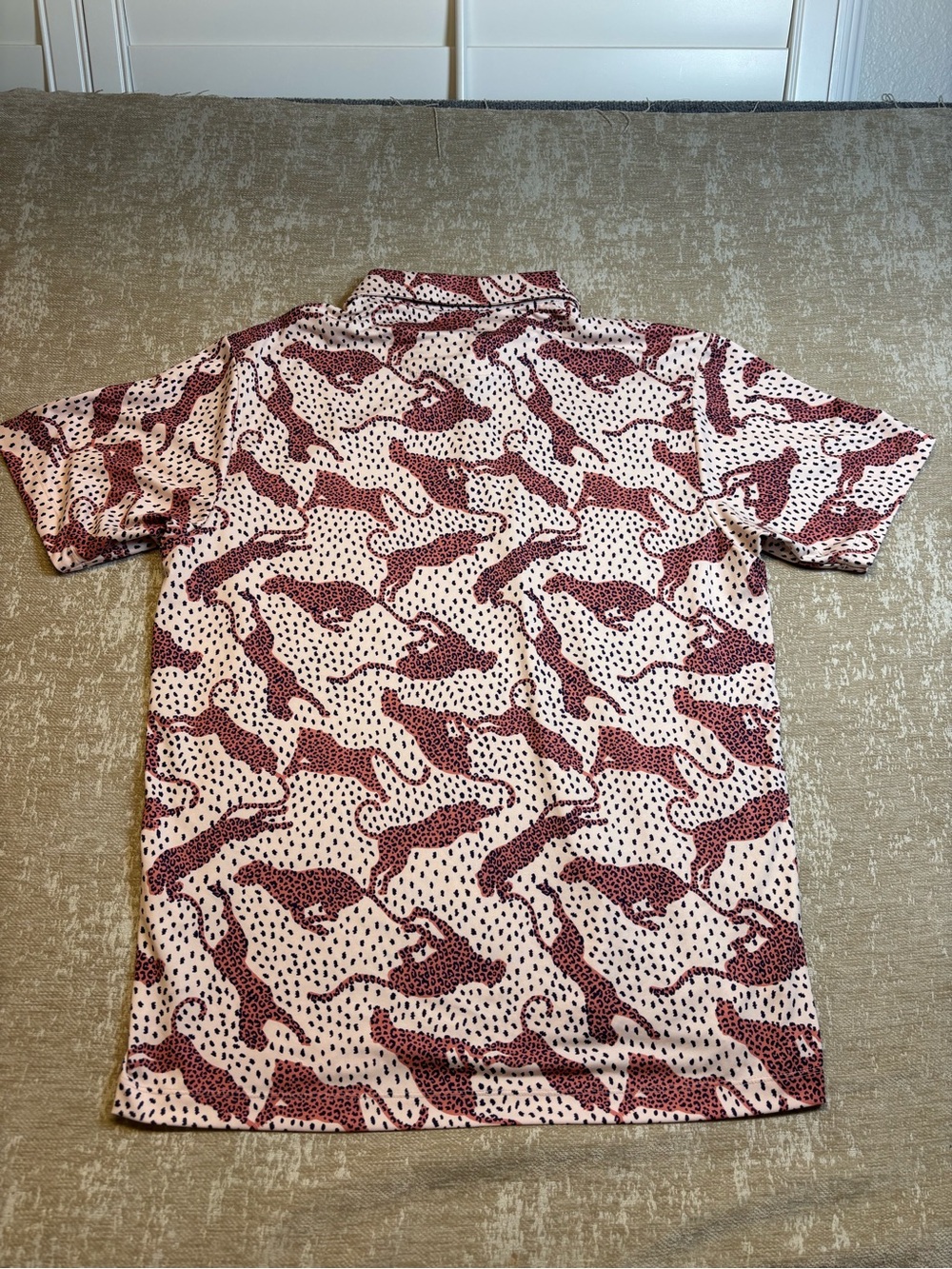 Bad Birdie Sahara Golf Polo Shirt Mens XL Cheetah Print Performance Stretch SPF - Picture 13 of 13